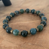 bracelet en agate mousse, agate verte, bracelet homme