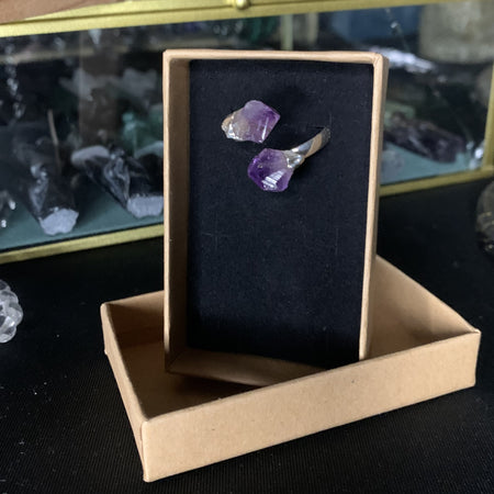 Raw natural amethyst ring, creation ring