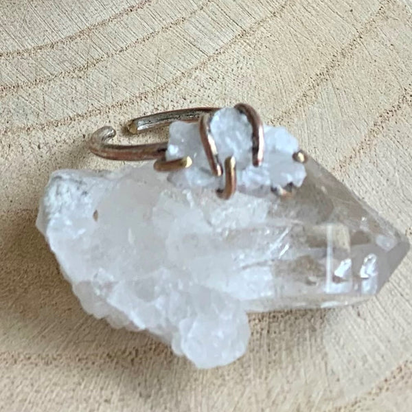 Bague cristal brut, bague unique ajustable