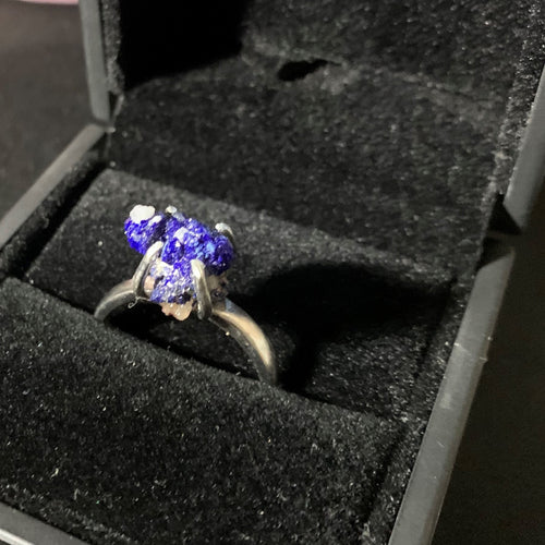 Azurite ring on silver