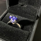 Bague azurite sur argent, bague unique ajustable