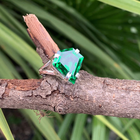 Azurite ring on silver