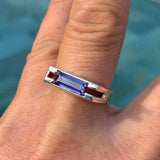 Bague tanzanite en argent 925, bague chevalière pour homme, pierre de décembre