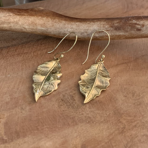 Jolies Boucles d'oreilles feuille en bronze pour l'été