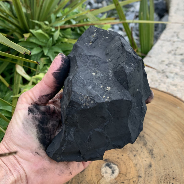 Grande shungite naturelle authentique, un magnifique bloc de shungite brute