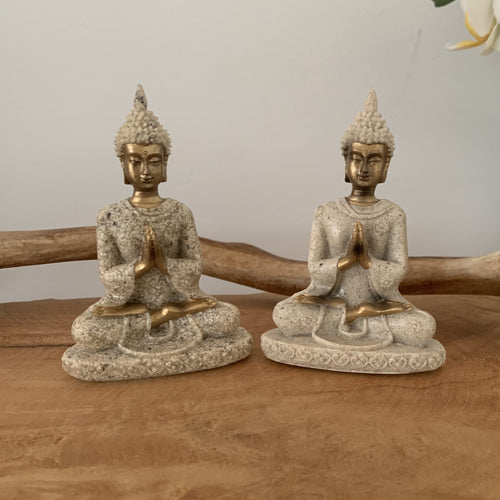 Bouddha de meditation en grès naturel, Feng shui, idée cadeau spirituel