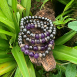 Amethyst and hematite bracelet, unisex model