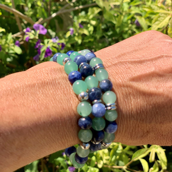 Bracelet en sodalite et topaze jaune ou sodalite et aventurine verte