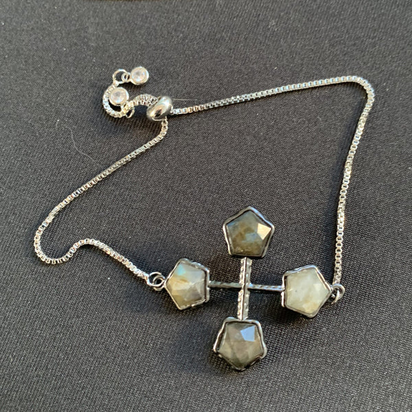 Labradorite collier croix du Languedoc, collier tendance