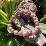 Bracelet en rhodonite rose 