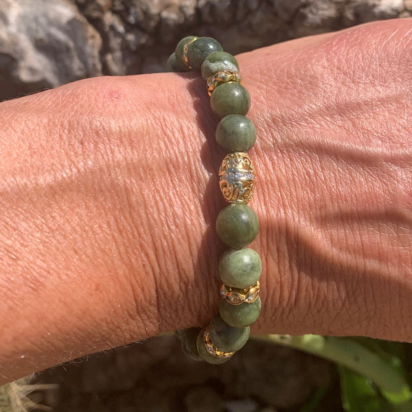 Bracelet jade or 18K "les 5 vertus", cadeau Noël