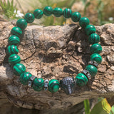 Bracelet panthère zircon, corail, jade, malachite 