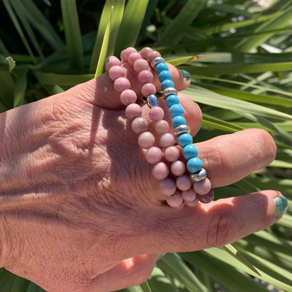 Bracelet rhodonite minimaliste pour les poignets fins "le bracelet de l'amitié"