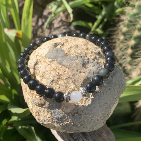 Bracelet obsidienne argent "la pierre purificatrice"