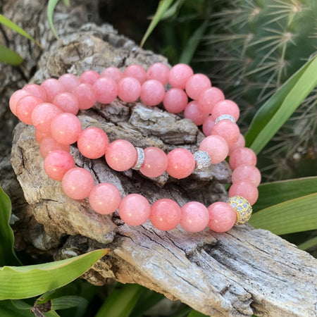 Bracelet rhodonite minimaliste pour les poignets fins "le bracelet de l'amitié"