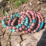 Bracelet en rhodonite rose 