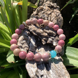 Bracelet en rhodonite rose 