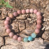 Bracelet en rhodonite rose 