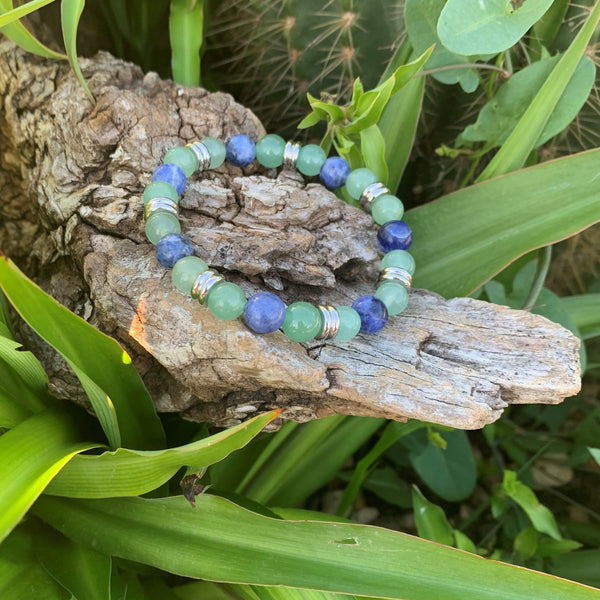 Bracelet en sodalite et topaze jaune ou sodalite et aventurine verte