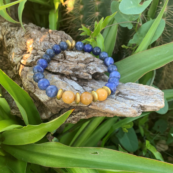 Bracelet en sodalite et topaze jaune ou sodalite et aventurine verte