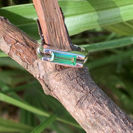 Azurite ring on silver