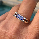 Bague tanzanite en argent 925, bague chevalière pour homme, pierre de décembre