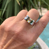 Bague en tourmaline verte en argent massif 925, bague chevalière homme