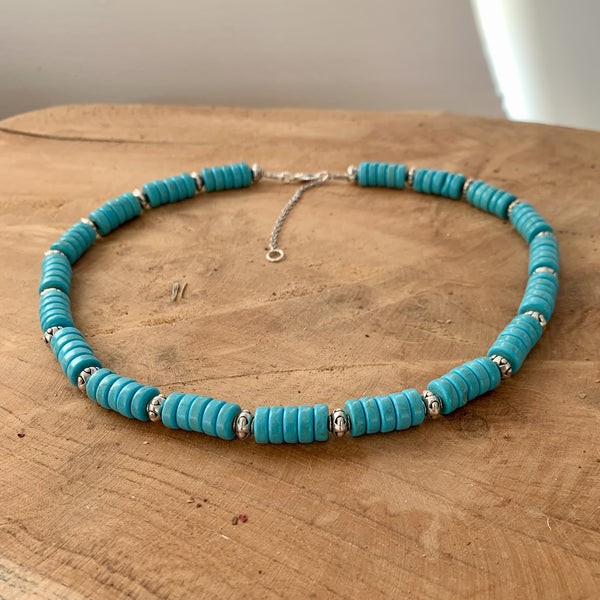 Choker en Turquoise, un collier pour homme argent et turquoise