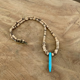 Choker surfeur turquoise et perles de coco naturelles