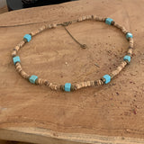 Choker Turquoise, tour de cou perles coco et turquoise naturelle