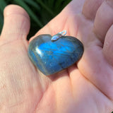 Pendentif cœur labradorite de qualité exceptionnelle, coeur en labradorite