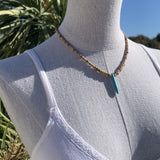 Choker surfeur turquoise et perles de coco naturelles