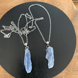 Pendentif cyanite bleu naturelle, Choker argent 40cm pour elle ou pour lui