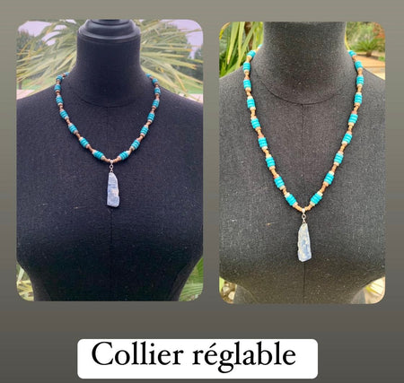 Blue labradorite necklace in natural stones