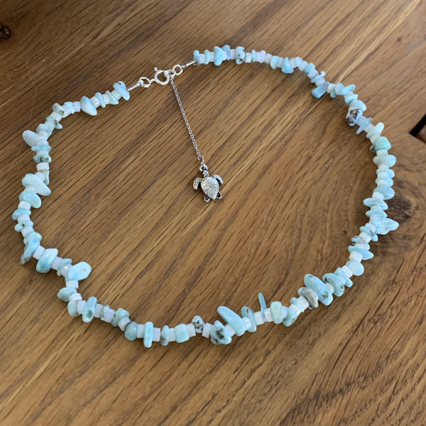 Collier Larimar choker, pierre de naissance de Mars