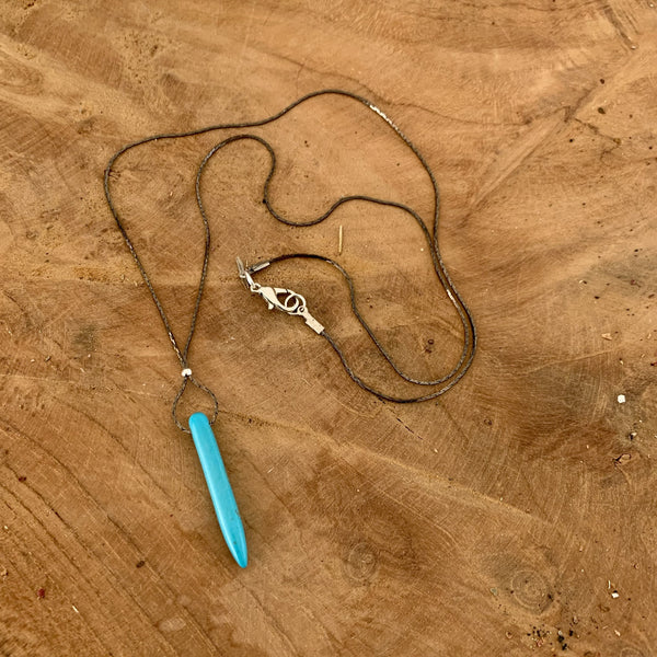 Collier Y turquoise, Long collier Boho Fait main en France