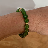 Bracelet jade vert naturel, bracelet luxe finition or 18K