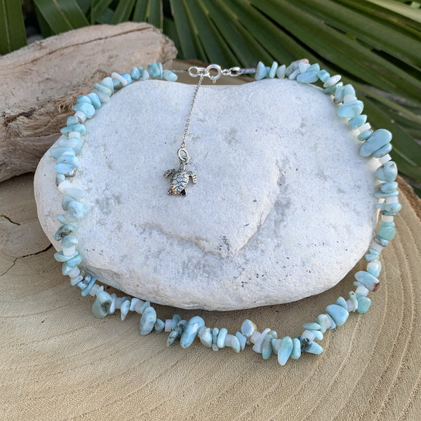 Collier Larimar choker, pierre de naissance de Mars