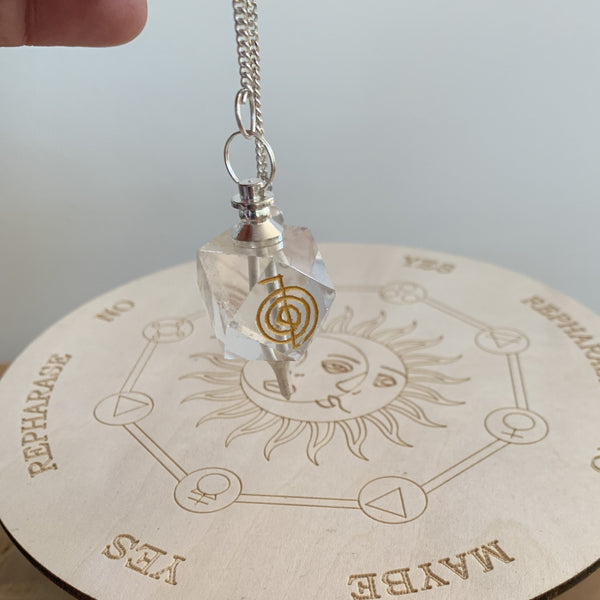 Pendule merkaba, Pendule Reiki Cho-Ku-Rei en cristal, pendule divinatoire