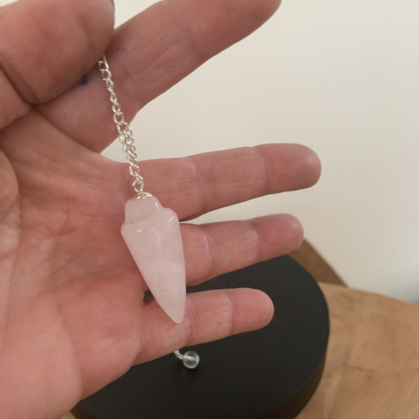 Pendule quartz rose en forme de goutte, fait main, pendule divinatoire