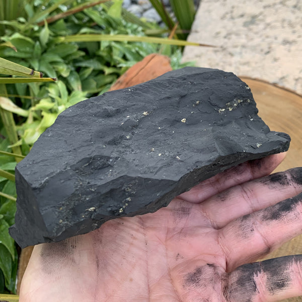 Grande shungite naturelle authentique, un magnifique bloc de shungite brute