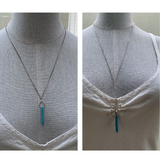 Collier Y turquoise, Long collier Boho Fait main en France