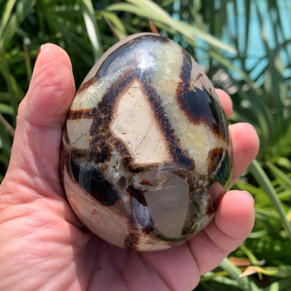 Septaria egg and yellow calcite of 530g