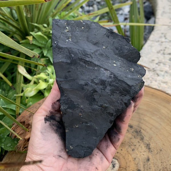 Grande shungite naturelle authentique, un magnifique bloc de shungite brute