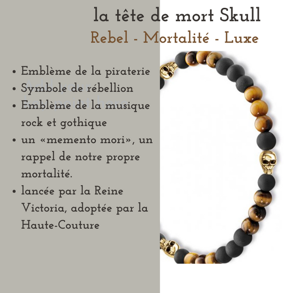 Bracelet Halloween, skull, veine de dragon, onyx, un bracelet homme