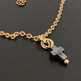 Collier croix hématite choker fait main