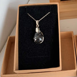 Rutilated quartz pendant with inclusions on 925 silver 