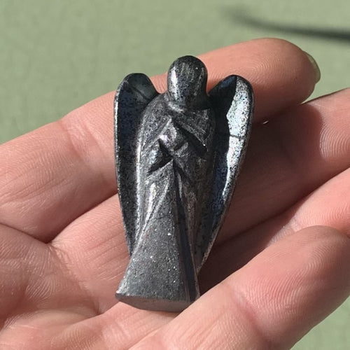 Ange en hématite, protection de l'aura, un ange gardien