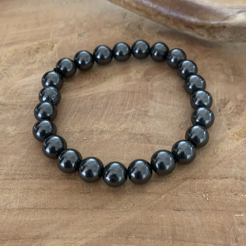 Bracelet shungite de 8mm, shungite véritable de Russie