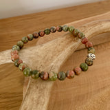 Bracelet unakite et tortue, bracelet pour la convalescence